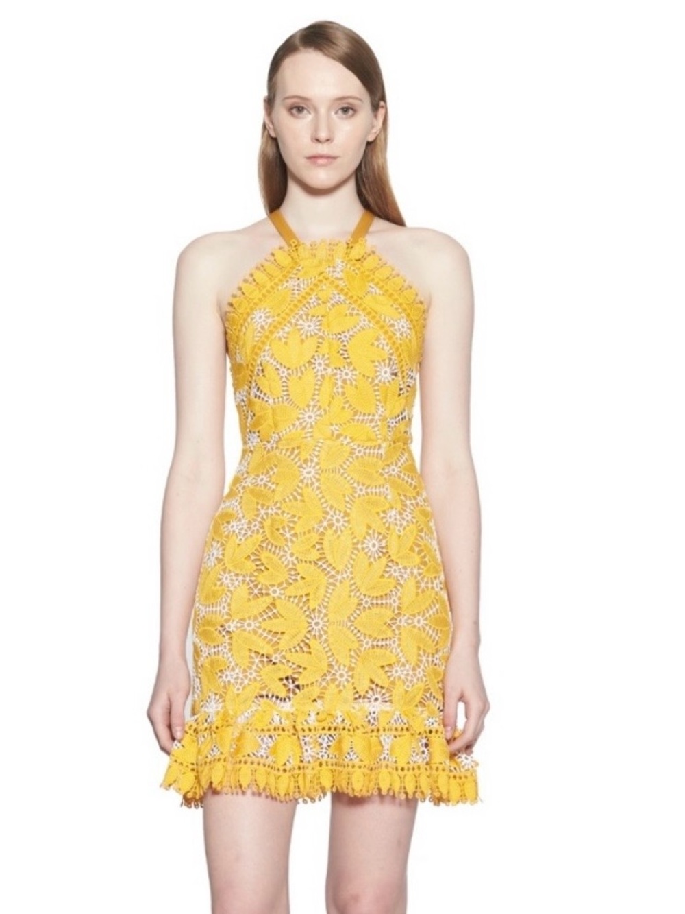Sunshine Crochet Halter Mini Dress